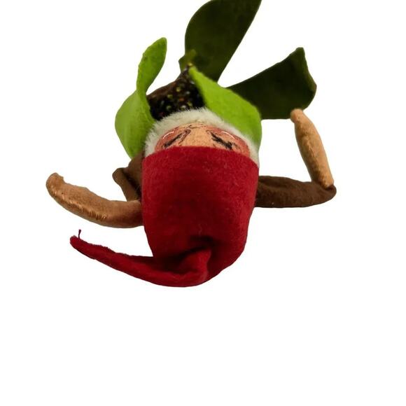 Annalee Mobilitee Vintage Christmas Gnome Elf Red Hat Green Vest Poseable 1971 - Picture 4 of 8